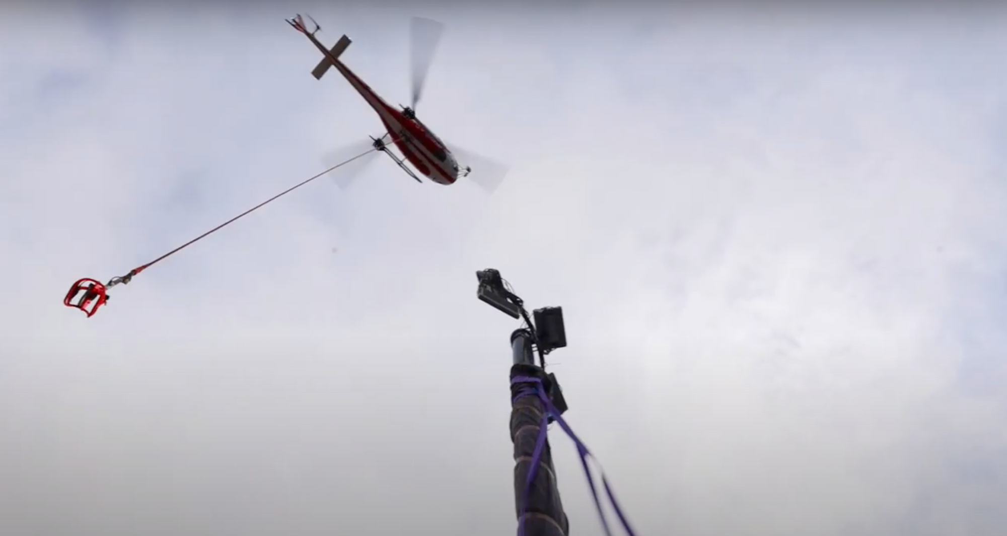 Héliportage SAF mats d’éclairage zone urbaine le 30 janvier 2020